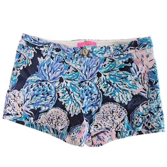 Lilly Pulitzer Pants - Lilly Pulitzer Size 8 Maia Chino Floral Print Short Shorts Boho Blue Pink Resort